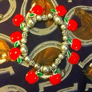 Ladies apple silver charm bracelet